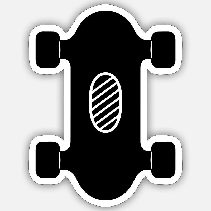 Skateboard - Sticker Größe S (10 x 10 cm) - Mattweiß