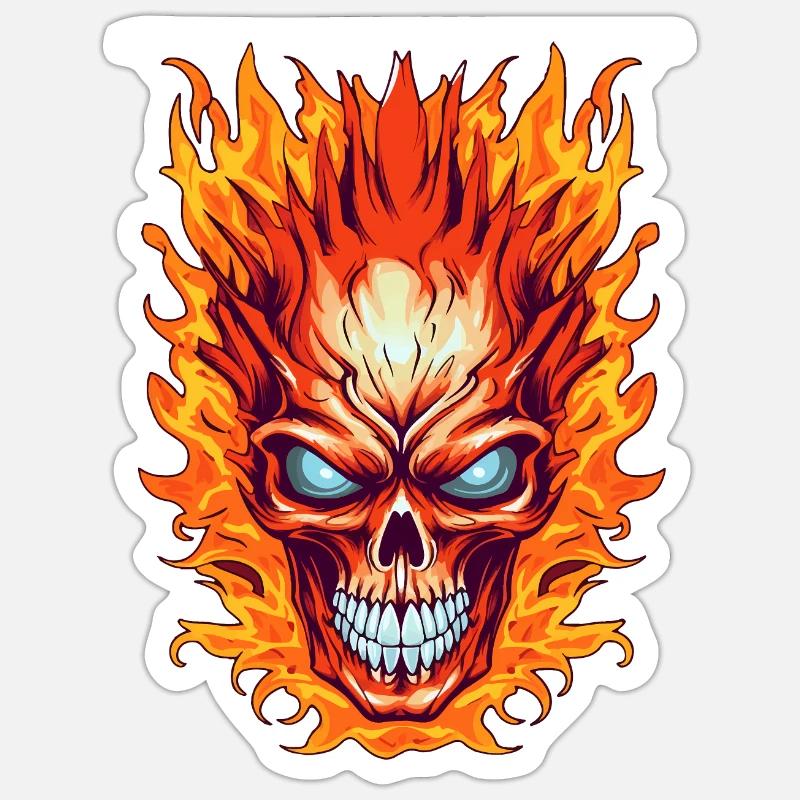 Flame Skull - Sticker size S (10 x 10 cm) - white matte