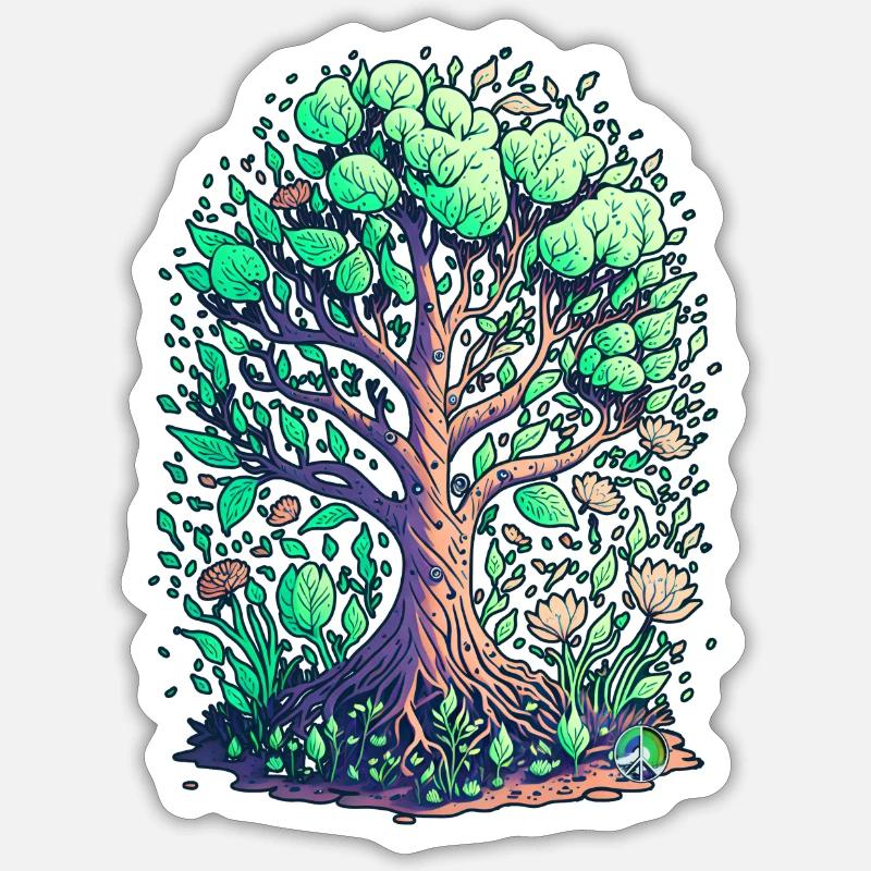 Peace Tree - Sticker Größe S (10 x 10 cm) - Mattweiß