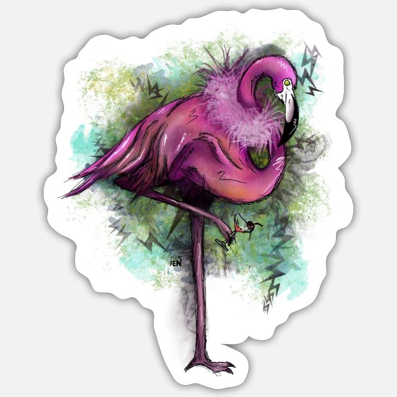 Flamingo Extravaganza - Sticker taille S (10 x 10 cm) - blanc mat