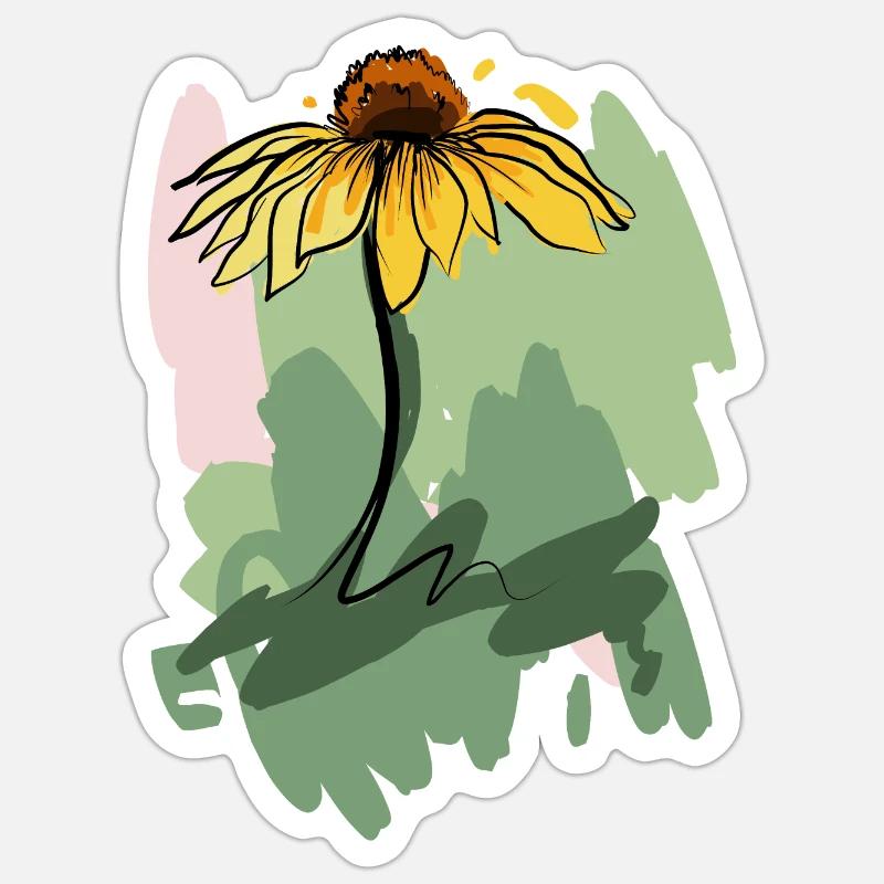 Échinacée - Sticker taille S (10 x 10 cm) - blanc mat