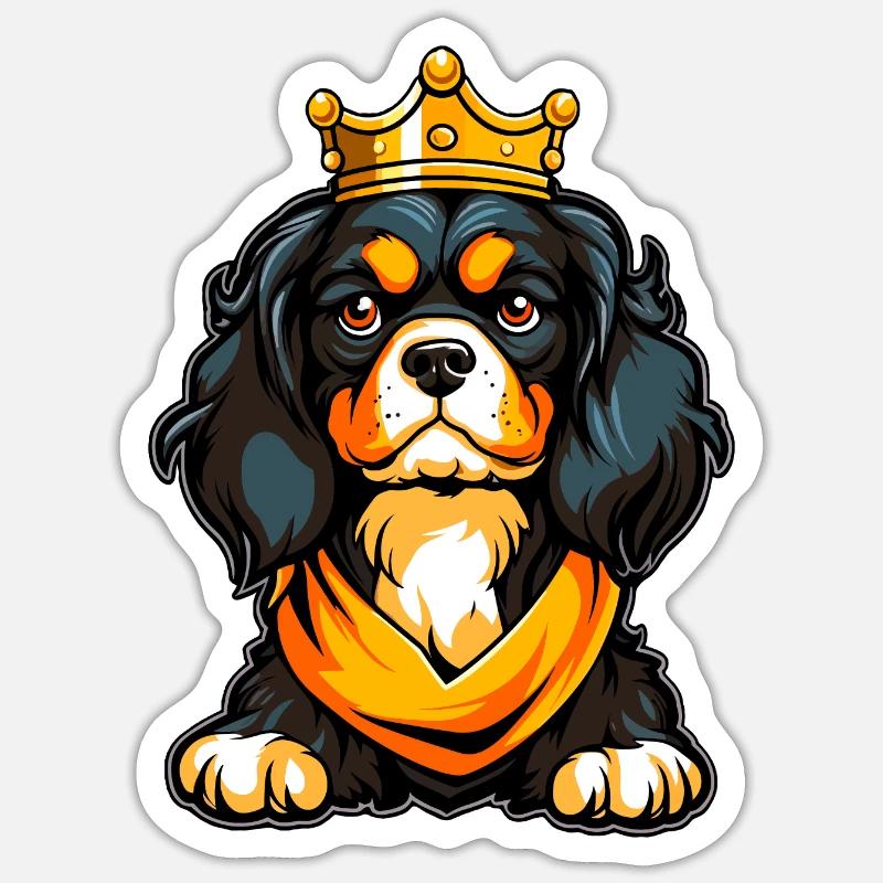 Cavalier King Charles Spaniel 3 - Chiot royal - Sticker taille S (10 x 10 cm) - blanc mat