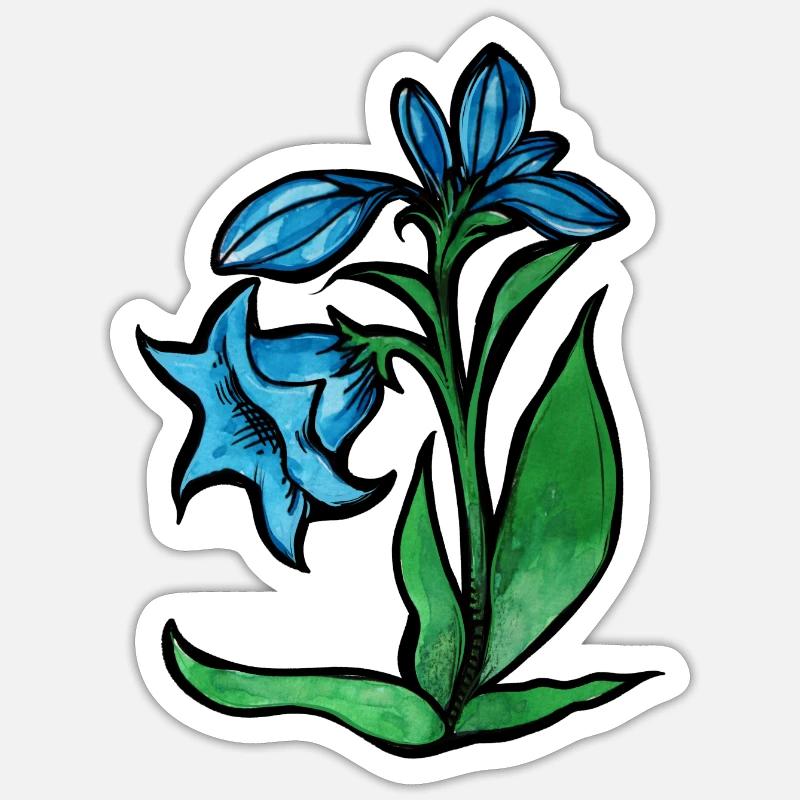 Fleur bleue - Sticker taille S (10 x 10 cm) - blanc mat