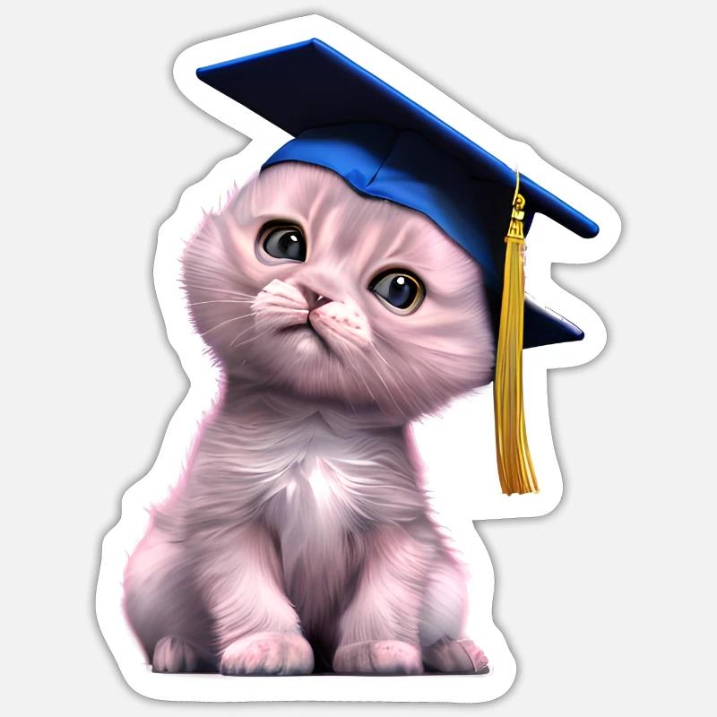 Bachelor Katze Schulabschluss Studium Absolvent Sticker Größe S (10 x 10 cm)