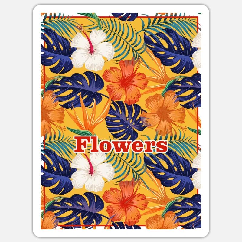 FLEURS TROPICALE Sticker taille S (10 x 10 cm)