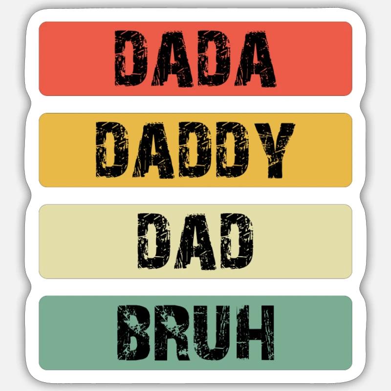 Dada Daddy Dad Bruh Farbbalken - Sticker Größe S (10 x 10 cm) - Mattweiß