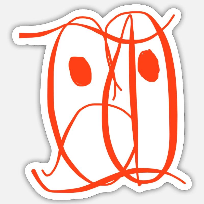 Visage orange sous forme abstraite Sticker taille S (10 x 10 cm)