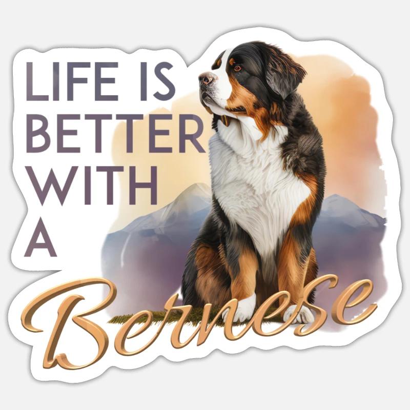 Bouvier bernois - Sticker taille S (10 x 10 cm) - blanc mat
