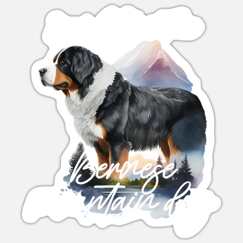 Bouvier bernois - Sticker taille S (10 x 10 cm) - blanc mat