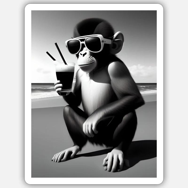 Cool beach monkey Sticker Größe S (10 x 10 cm)