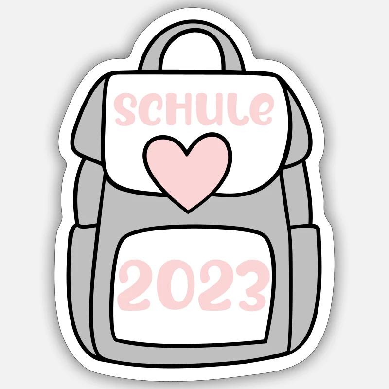 Schule 2023 rosa - Sticker Größe S (10 x 10 cm) - Mattweiß
