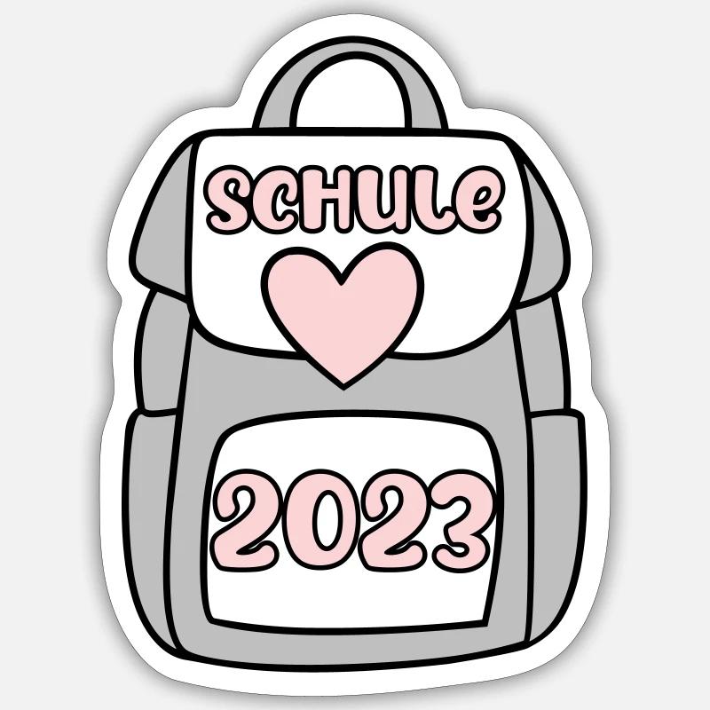 Schule 2023 rosa 2 - Sticker Größe S (10 x 10 cm) - Mattweiß