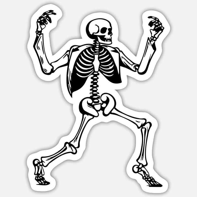Dancing skeleton - Sticker size S (10 x 10 cm) - white matte