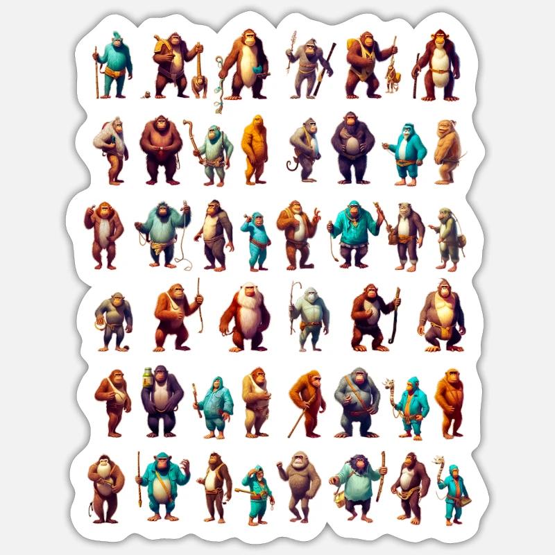 Monkey Game Characters Sticker size S (10 x 10 cm)