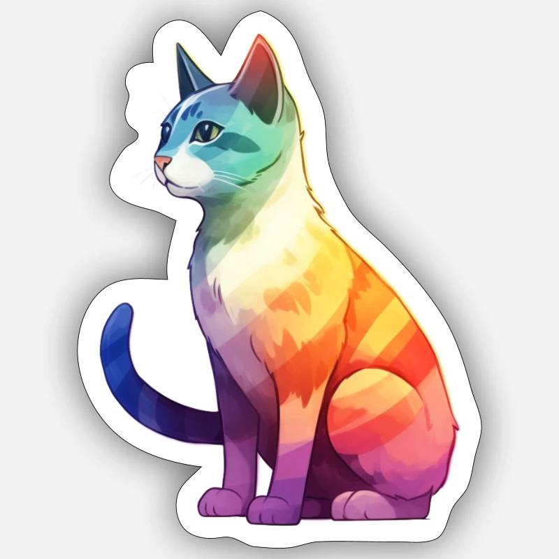 Pride Cat - Sticker Größe S (10 x 10 cm) - Mattweiß
