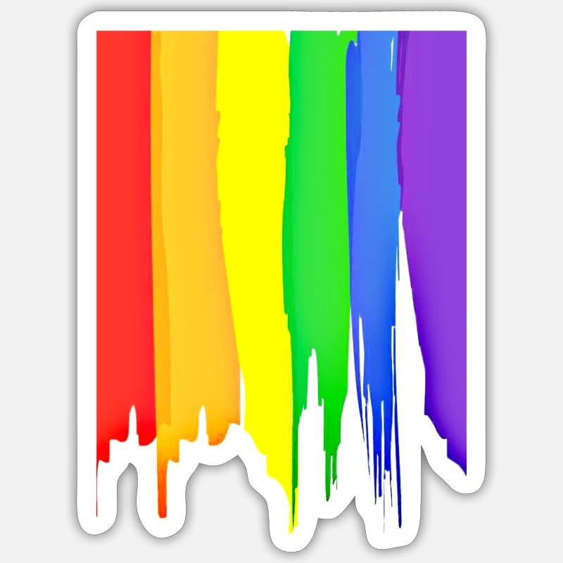 RAINBOW DRIP LGBTQ+ PRIDE - Sticker Größe S (10 x 10 cm) - Mattweiß