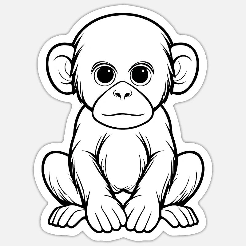 Affe Affen Affengesicht Dschungel - Sticker Größe S (10 x 10 cm) - Mattweiß