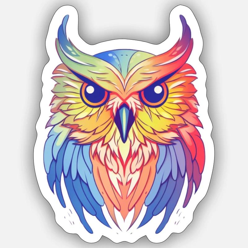 Bunte Eule Sticker Größe S (10 x 10 cm)