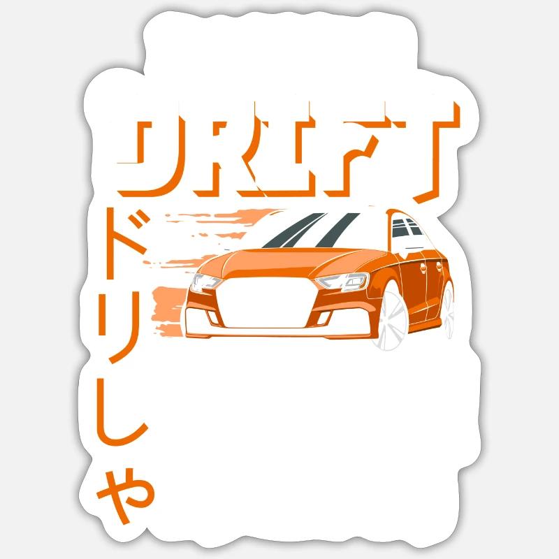 Driften Quer - Sticker Größe S (10 x 10 cm) - Mattweiß