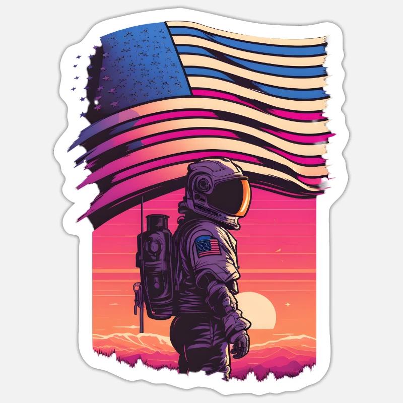 American synthwave Astronaut Sticker size S (10 x 10 cm)