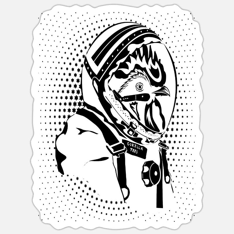 Spaceman Chicken - Sticker size S (10 x 10 cm) - white matte