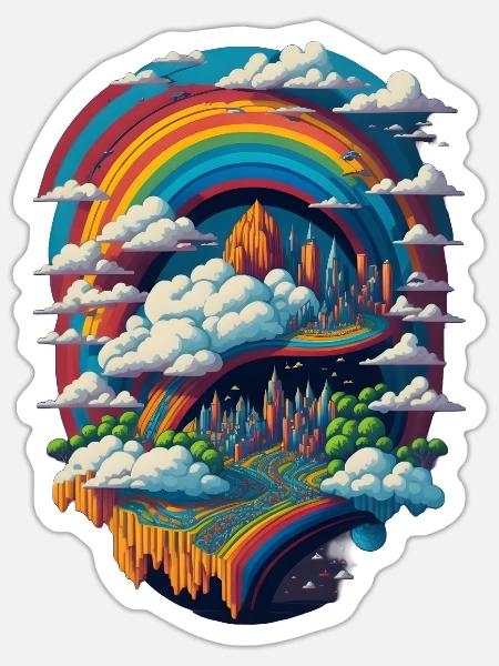 Regenbogen Stadt Pride LGBT LGBTQ - Sticker Größe S (10 x 10 cm) - Mattweiß