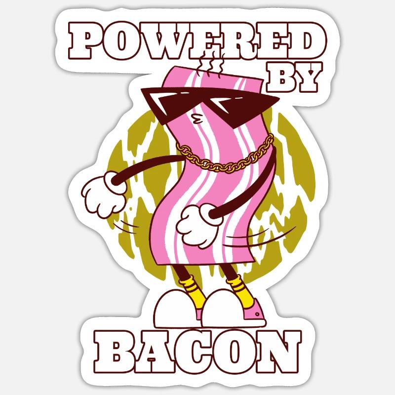 Propulsé par Bacon Funny Bacon Lover Sticker taille S (10 x 10 cm)