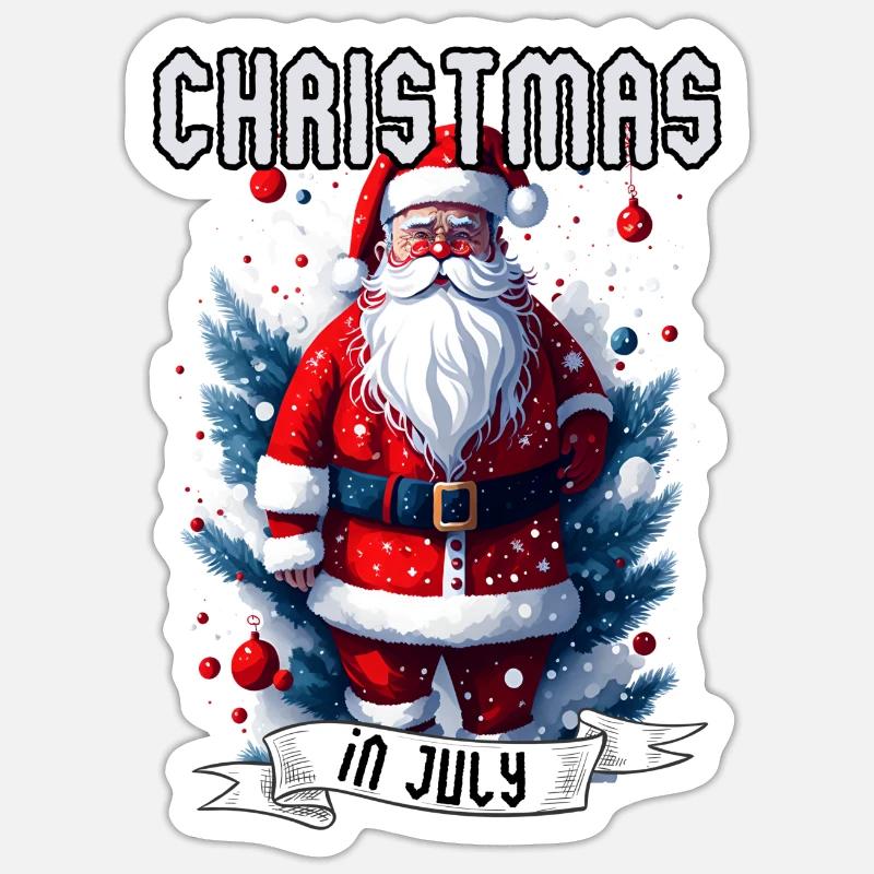 Noël en juillet - Sticker taille S (10 x 10 cm) - blanc mat