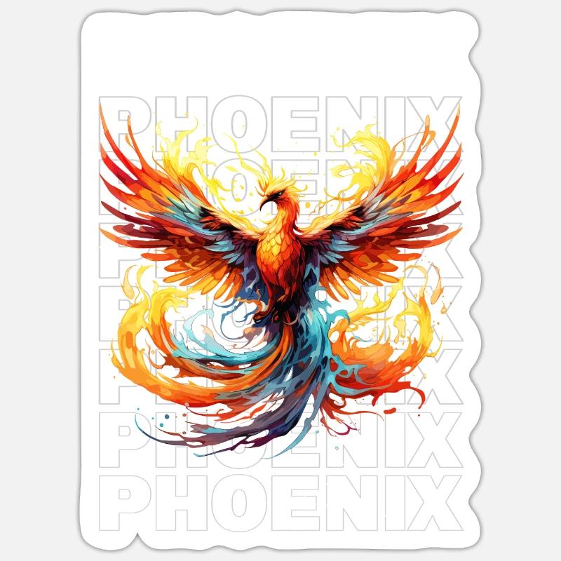 Phoenix Phoenix Fire Flames Mythologie des oiseaux - Sticker taille S (10 x 10 cm) - blanc mat