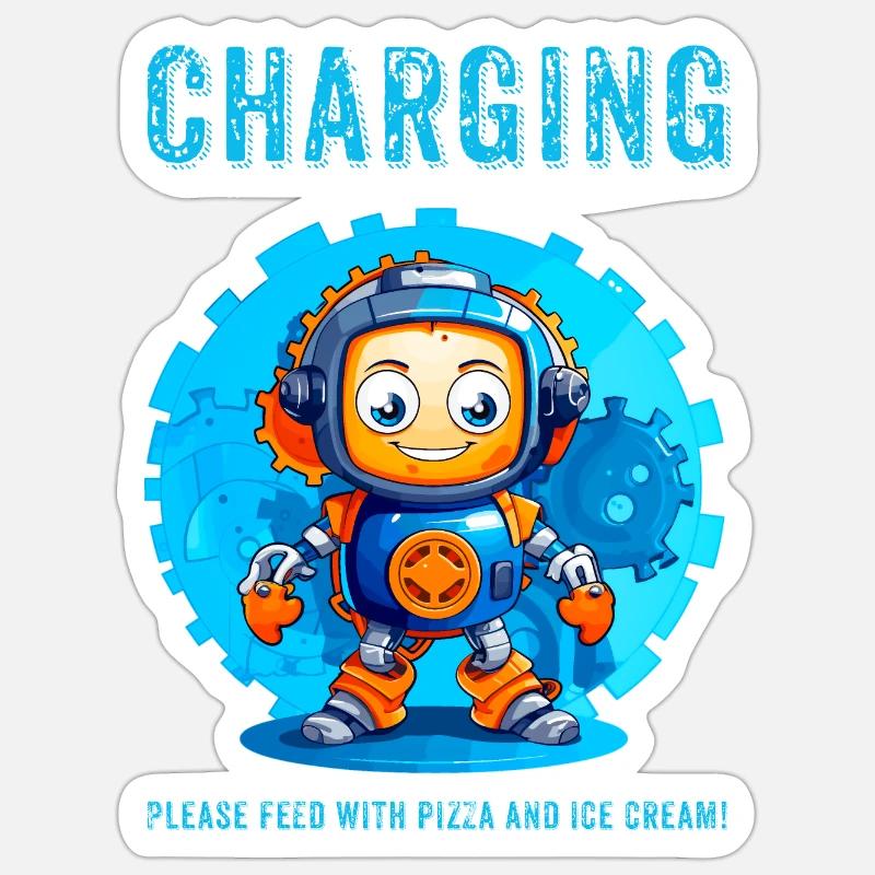 Robot Kid - Sticker taille S (10 x 10 cm) - blanc mat