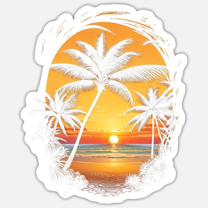 Sunset Beach - Sticker Größe S (10 x 10 cm) - Mattweiß