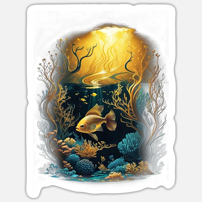 Sunset Underwater - Sticker Größe S (10 x 10 cm) - Mattweiß