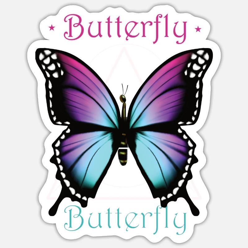 Papillon violet - Sticker taille S (10 x 10 cm) - blanc mat
