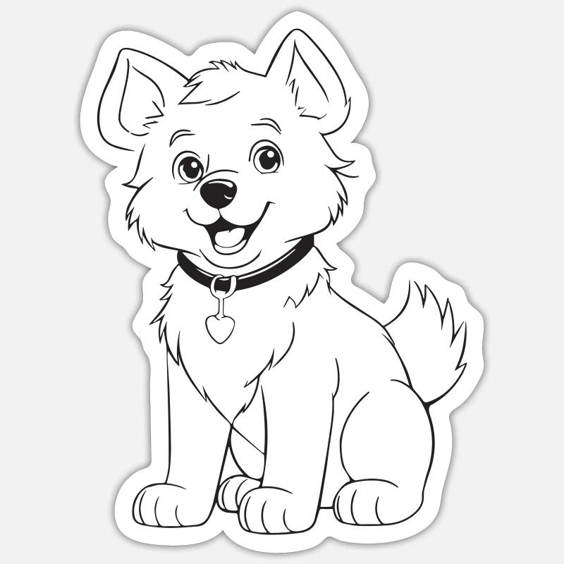 Alaskan Malamut, motif de chien - Sticker taille S (10 x 10 cm) - blanc mat