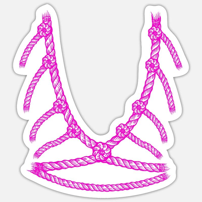 Shibari 2 rose - Sticker taille S (10 x 10 cm) - blanc mat