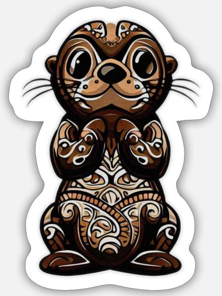 Otter im Cartoon Style - Sticker Größe S (10 x 10 cm) - Mattweiß