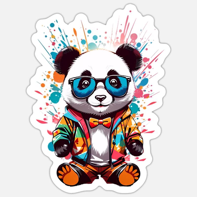 Cool Panda - Sticker taille S (10 x 10 cm) - blanc mat