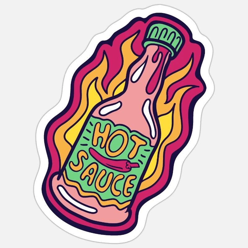 Sauce épicée épicée - Sticker taille S (10 x 10 cm) - blanc mat