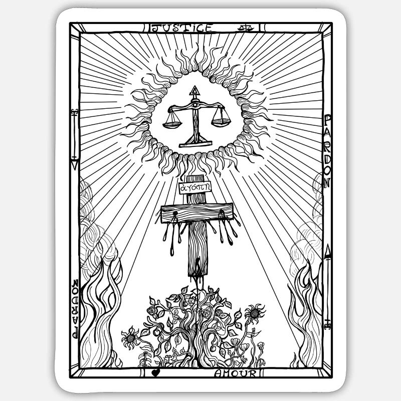 justice - Sticker taille S (10 x 10 cm) - blanc mat