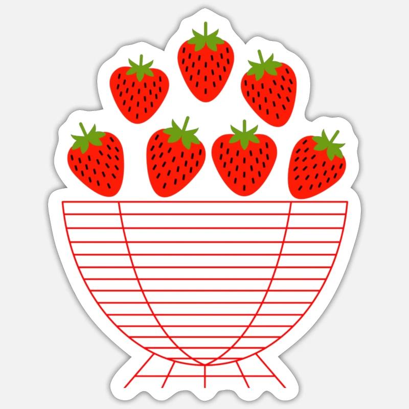 Erdbeerschale - Sticker Größe S (10 x 10 cm) - Mattweiß