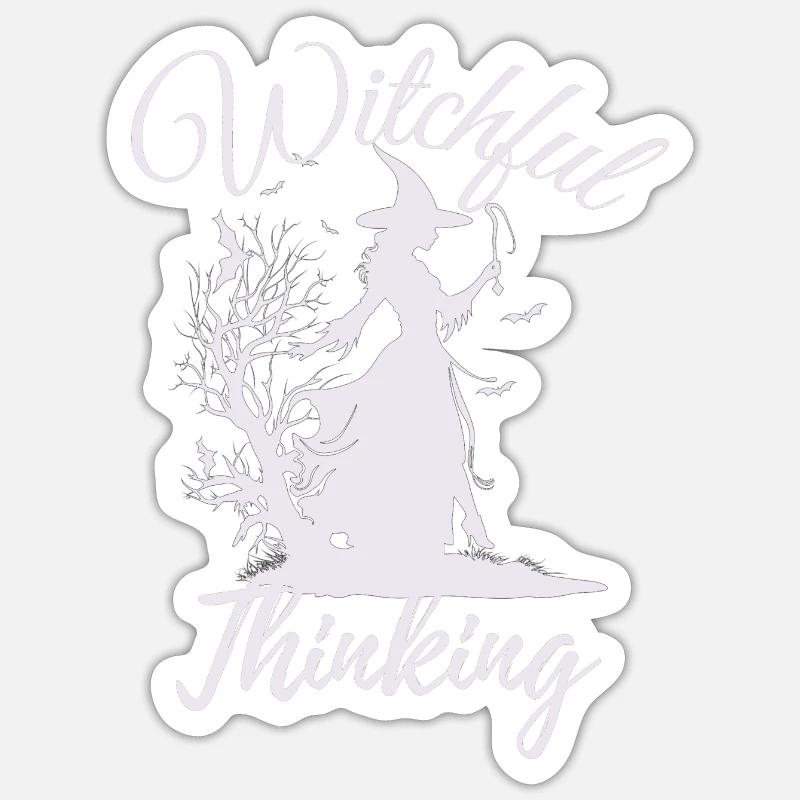 Halloween Witch, Witchful Thinking - Sticker Größe S (10 x 10 cm) - Mattweiß
