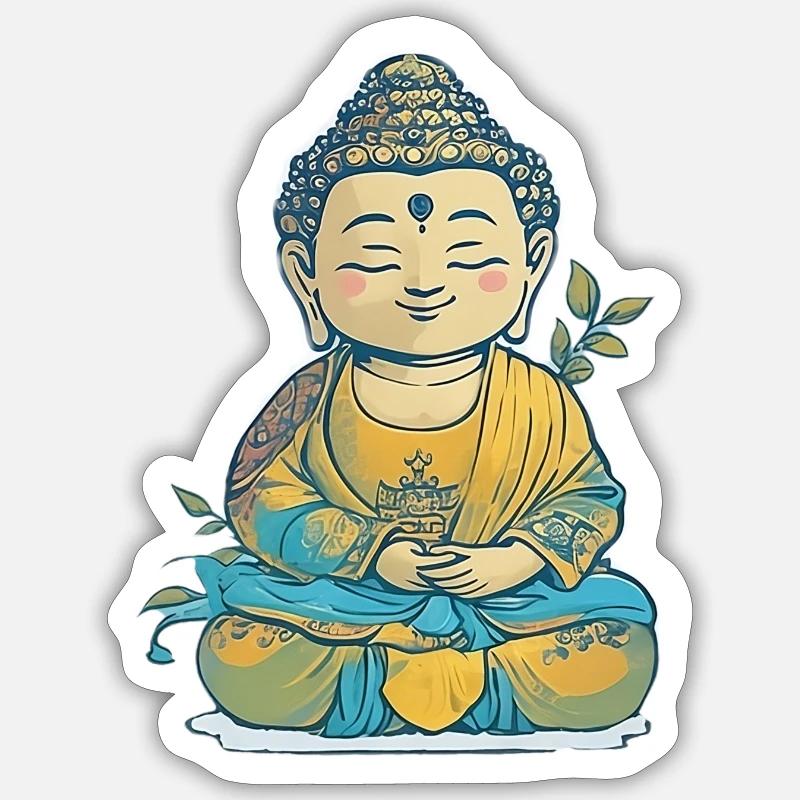 Bouddha petit - Sticker taille S (10 x 10 cm) - blanc mat