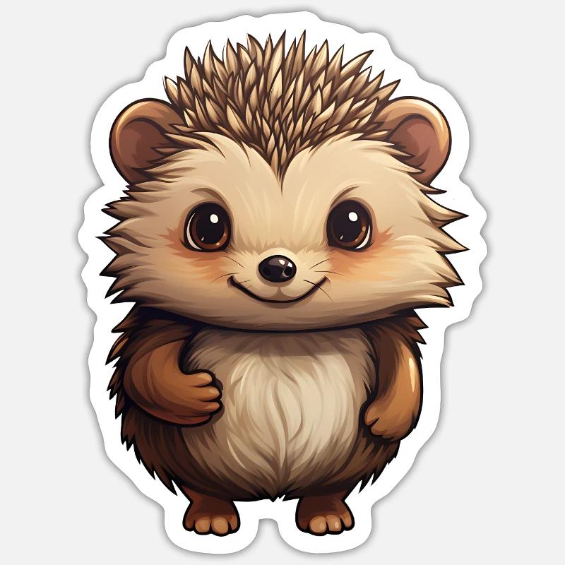 hérisson mignon - Design doux - joyeux Sticker taille S (10 x 10 cm)