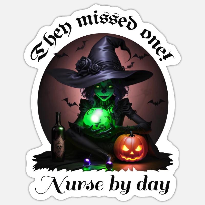 Hexenhafte Krankenschwester - Sticker Größe S (10 x 10 cm) - Mattweiß