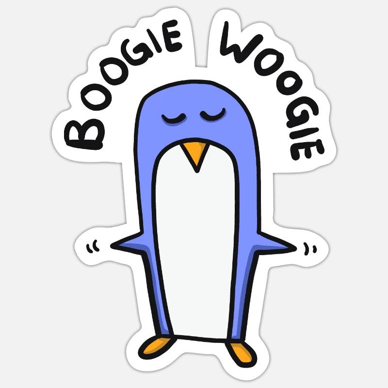 Pingouin danse boogie woogie - Sticker taille S (10 x 10 cm) - blanc mat