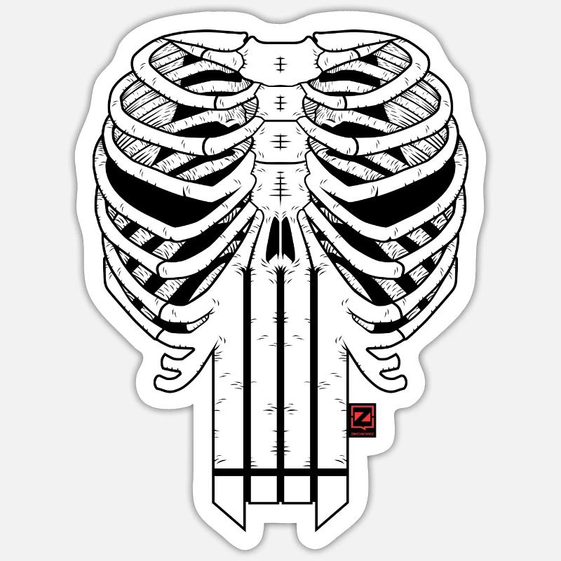HARDCORE HORROR SHOW SKULL - Sticker size S (10 x 10 cm) - white matte