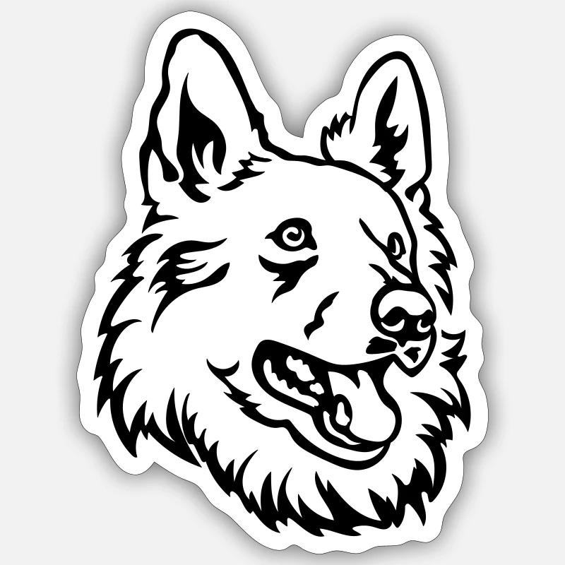 Schweizer Schäferhund Kopf - Sticker Größe S (10 x 10 cm) - Mattweiß
