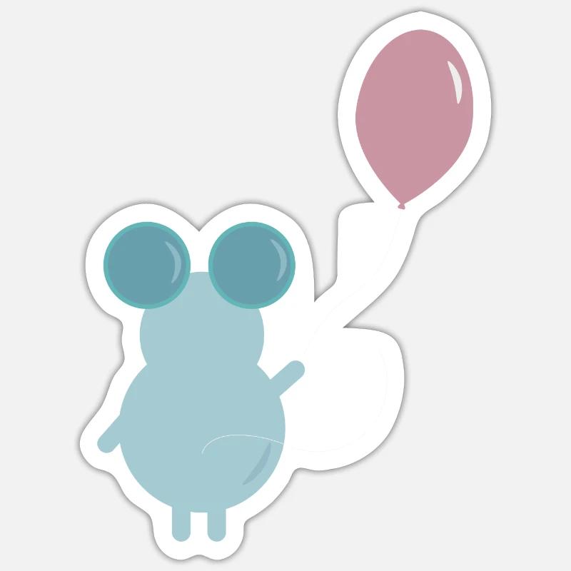 MOUSE HOLDING A BALLOON ILLUSTRATION - Sticker Größe S (10 x 10 cm) - Mattweiß