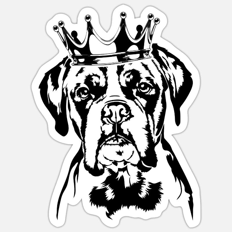 Deutscher Boxer Hund Krone Hunde Wilsigns - Sticker Größe S (10 x 10 cm) - Mattweiß