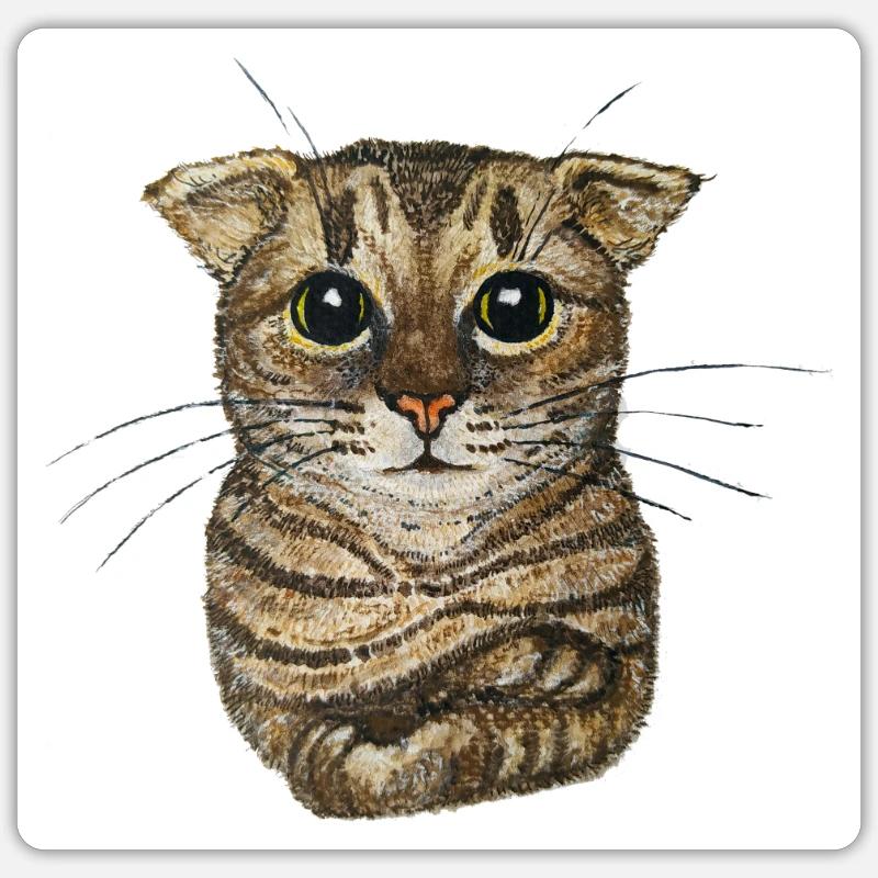 Small tabby cat - Sticker size S (10 x 10 cm) - white matte